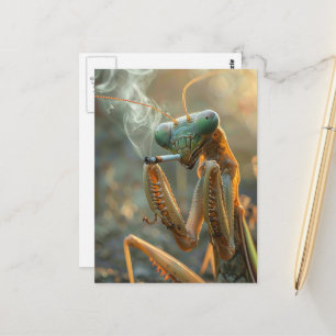 Cartão Postal Louva-a-deus Surreal Fumando