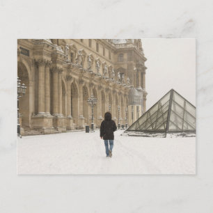 Cartão Postal Louvre debaixo da neve