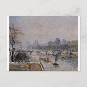 Cartão Postal Louvre, Manhã, Efeito Neve Camille Pissarro
