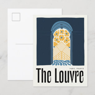 Cartão Postal Louvre Paris França abstrato viagem de arte floral