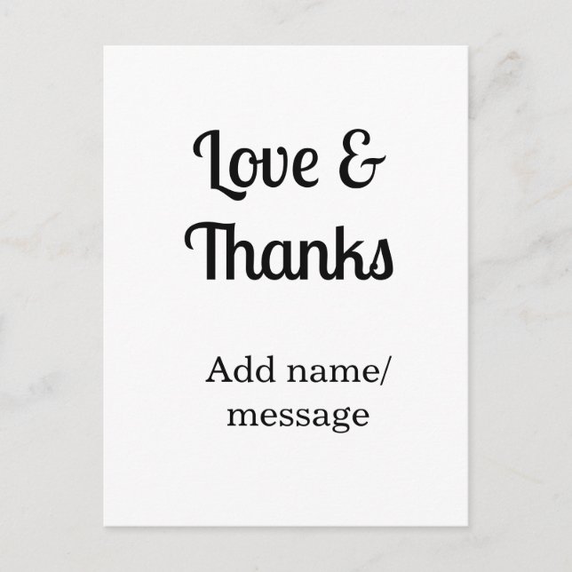 Cartão Postal Love and thanks business name text message (Frente)