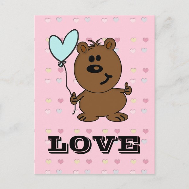 Cartão Postal Love Bear espalhando amor (Frente)