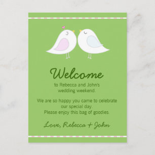 Cartão Postal Love Birds Wedding Welcome Card