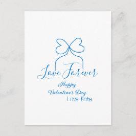 Cartão Postal Love Forever blue bow happy Valentine's day name d