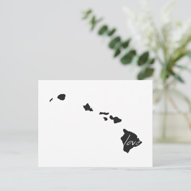 Cartão Postal Love Hawaii Map Shaping Antique Black Chalkboard (Em pé/Frente)