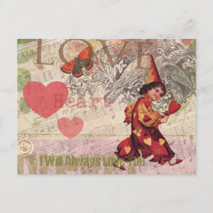 Cartão Postal Love Heart Sweetheart Namorados Cherub