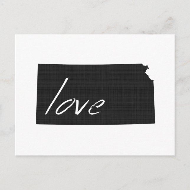 Cartão Postal Love Kansas Map Shaple Antique Black Chalkboard (Frente)