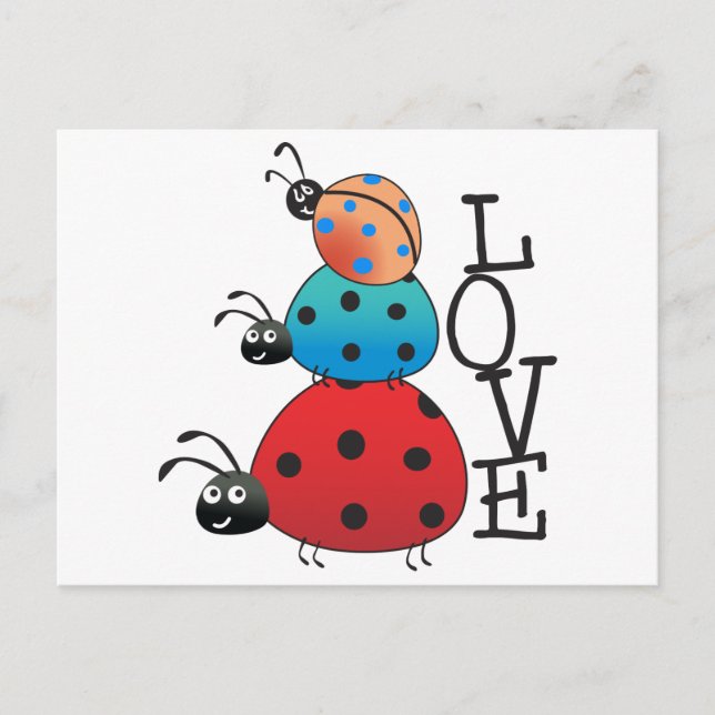 Cartão Postal Love Ladybugs (Frente)