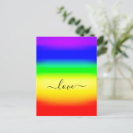 Cartão Postal Love LGBT Rainbow Pride Ombre Script Swash