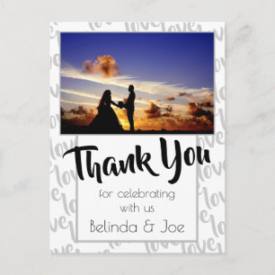 Cartão Postal Love Modern Script Typografia Obrigado