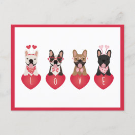Cartão Postal Love Namorados French Buldog