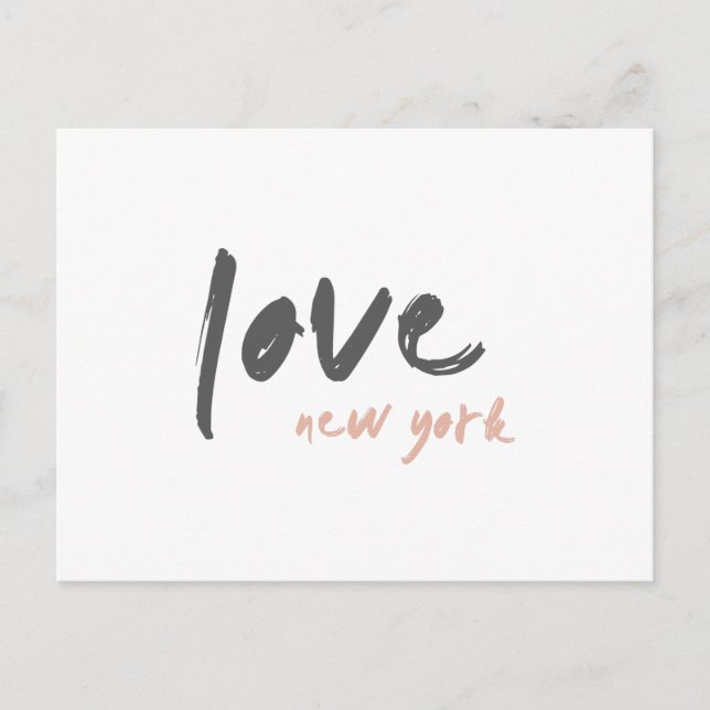 Cartão Postal Love New York | NYC EUA Modern Wanderlust rosa (Frente)