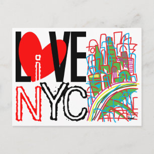 Cartão Postal Love NYC & Live in NYC Postcard