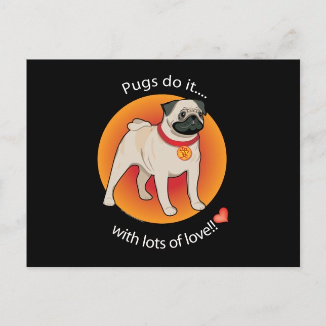Cartão Postal Love Pug (Frente)