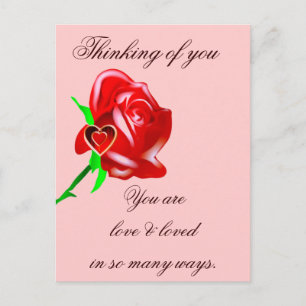 Cartão Postal Love-Rosa e Heart_