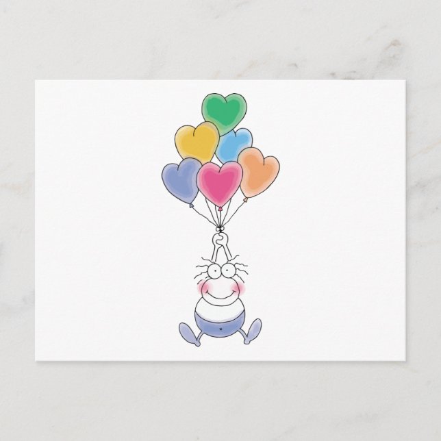 Cartão Postal Love Watercolor Cute (Frente)