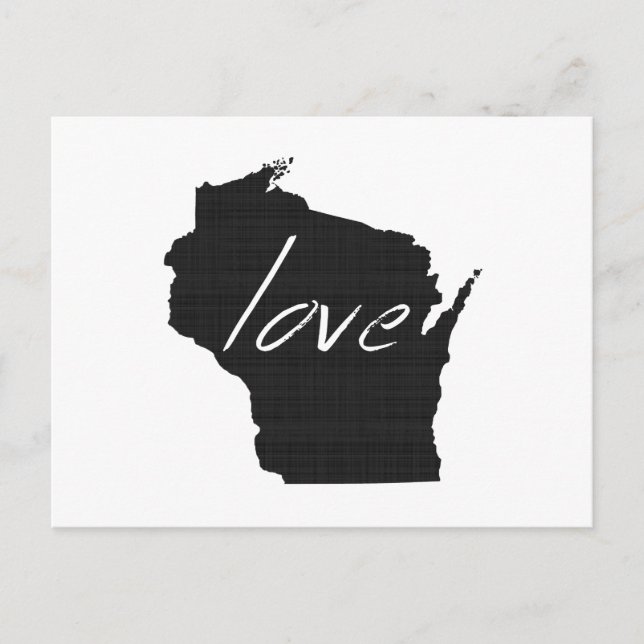 Cartão Postal Love Wisconsin Map Shaped Antique Black Chalkboard (Frente)