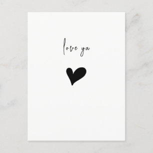 Cartão Postal Love Ya Cute Heart Minimalist