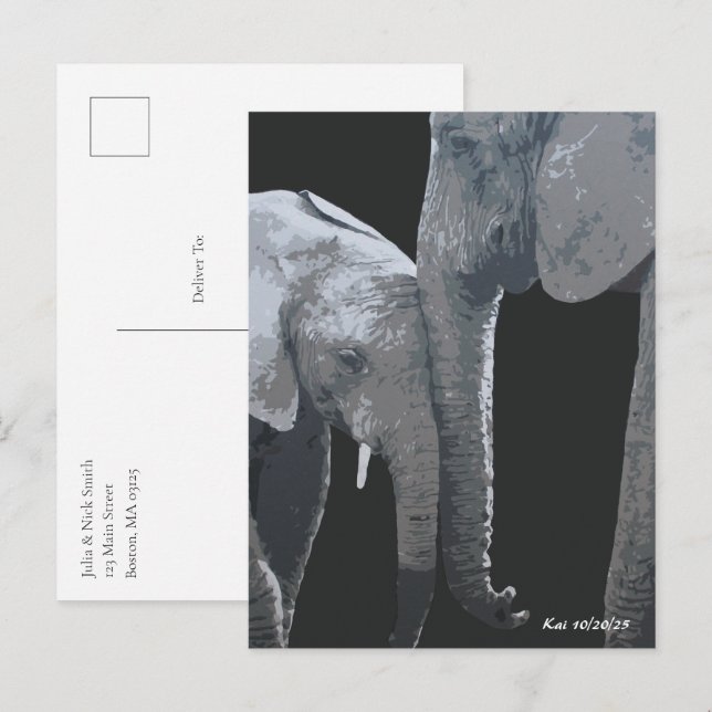 Cartão Postal Love You More, Elephant Original Art (Frente/Verso)