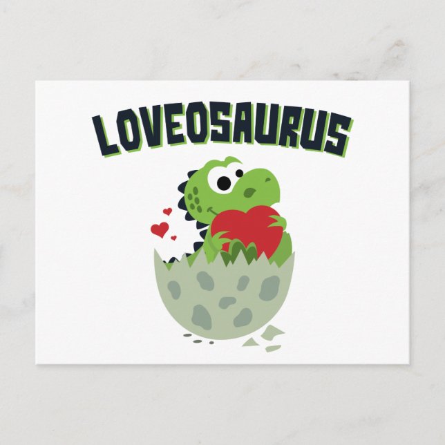 Cartão Postal Loveosaurus Dia de os namorados Dinossaur Dino Cut (Frente)