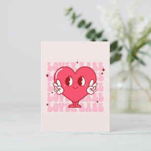 Cartão Postal Lover Babe Coração e Texto de Repetição de Sorri