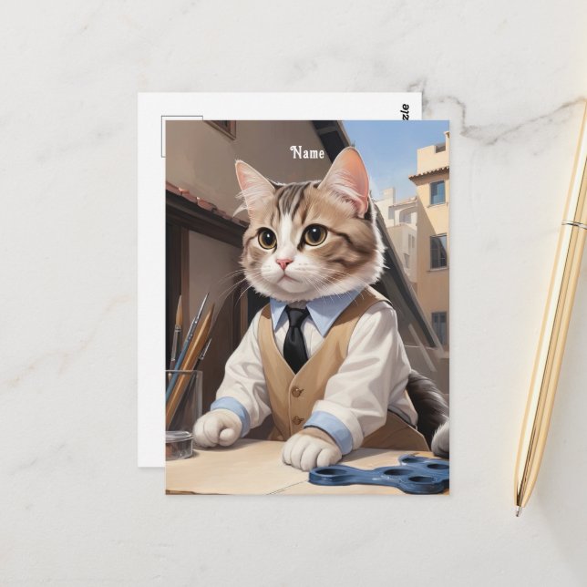Cartão Postal Lover Gato sofisticado de Arquiteto de Gato (Frente/Verso In Situ)