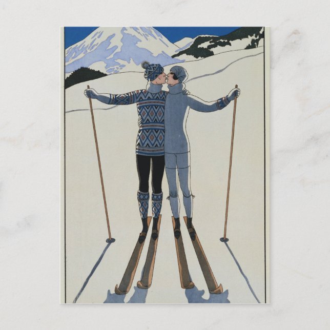 Cartão Postal <Lovers in the Snow>por Georges Barbier (Frente)