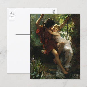 Cartão Postal Lovers on a Swing. Spring by Pierre Auguste Cot