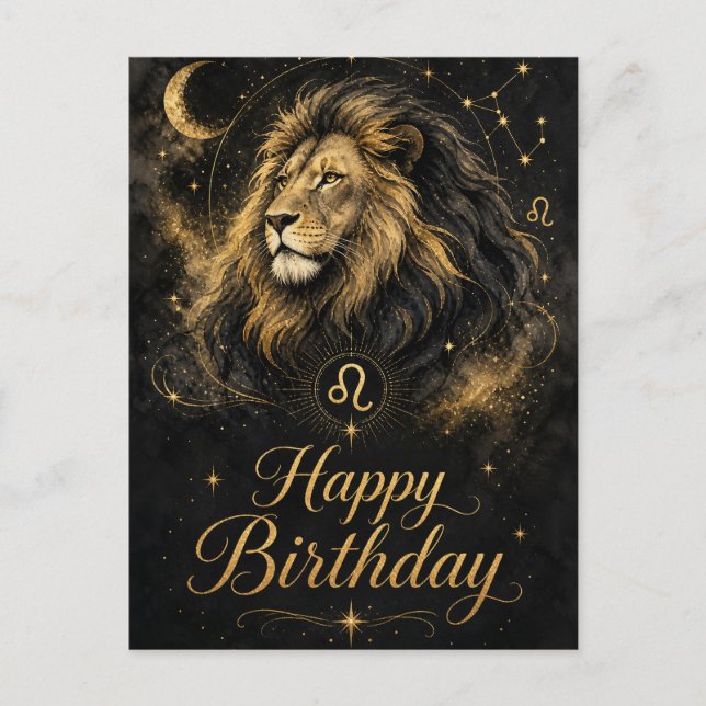 Cartão Postal Löwe Happy Birthday Sternzeichen Design (Frente)