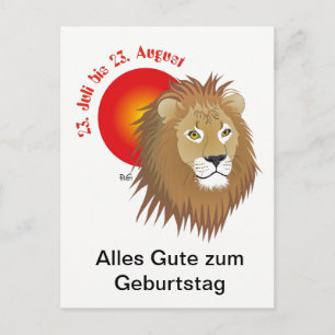 Cartão Postal Löwe Sternzeichen Postkarte