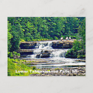 Cartão Postal Lower Tahquamenon Falls & Pessoas, Michigan