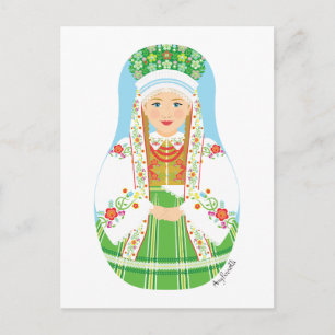 Cartão postal Łowicz Pole Bride Matryoshka
