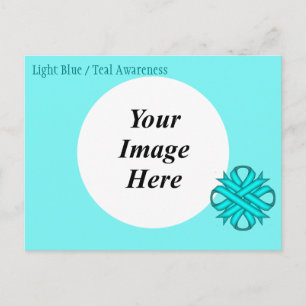 Cartão Postal Lt Blue/Teal Clover Ribbon Modelo por K Yoncich