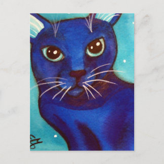 Cartão Postal Lua Cheia de Gato Azul