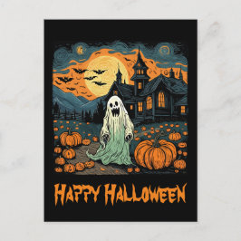 Cartão Postal Lua Cheia de Pumpkin Crepkin do Fantasma do Hallow