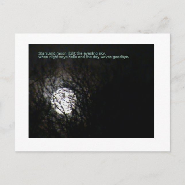 Cartão Postal Lua cheia e poema (Frente)