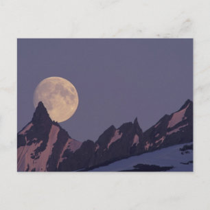 Cartão Postal Lua Cheia Nasce   Montanhas Chugach Alasca