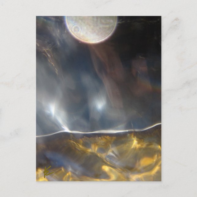 Cartão Postal Lua Cheia Sobre Terra Ouro, Pacífica, Esotérica (Frente)