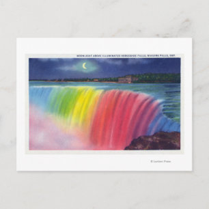 Cartão Postal Lua Crescente acima da Exibição de Cavalos Ilumi