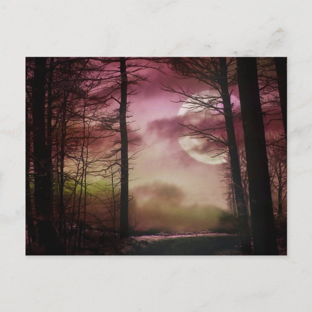 Cartão Postal Lua da meia-noite - Vermelho (Frente)