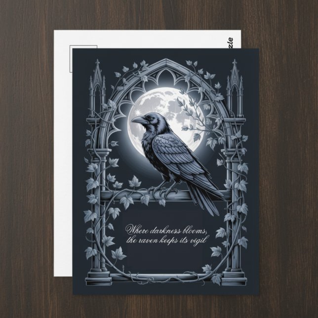 Cartão Postal Lua de Corvo Gótico Academia Sombria (Dark raven postcard)