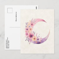 Lua de Crescente Rosa com Flores Bonito