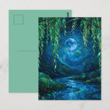 Lua do Salgueiro Saille Rio Fluindo Noite Azul Ver