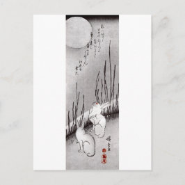 Cartão Postal Lua e Coelhos, Hiroshige, Ukiyo-e