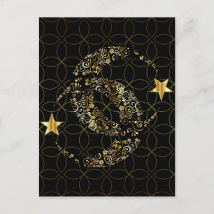 Cartão Postal Lua e Estrela Floral Islâmica