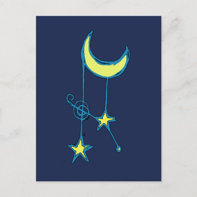 Cartão Postal Lua e estrelas quentes (Frente)