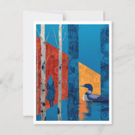 Cartão Postal Lua em uma floresta de pássaros, North Woods