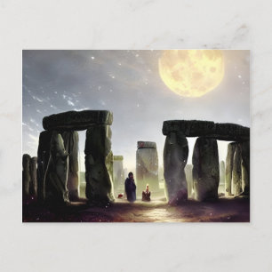 Cartão Postal Lua Sobre Arte Digital Stonehenge