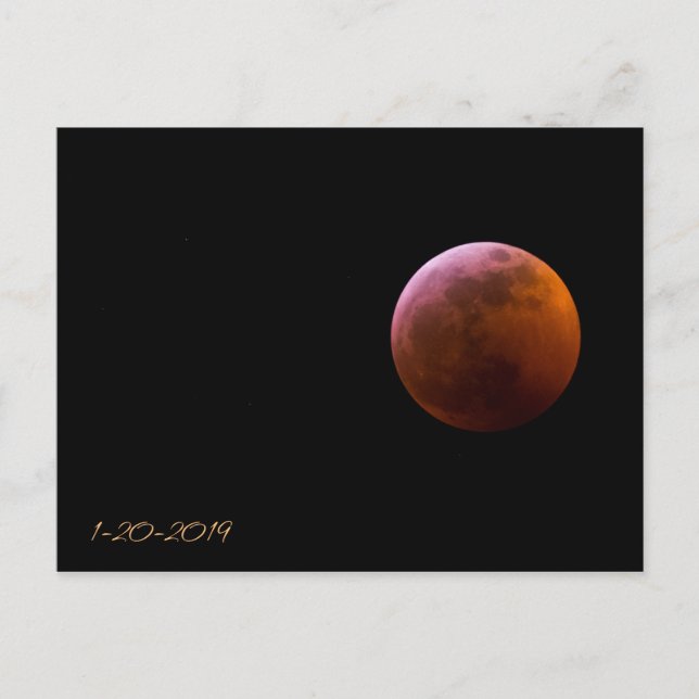 Cartão Postal Lua super do lobo do sangue - eclipse lunar total (Frente)