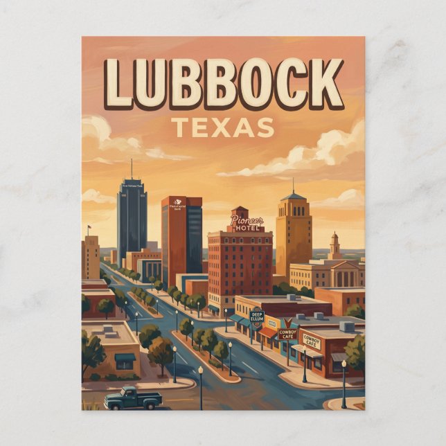 Cartão Postal Lubbock Skyline Texas (Frente)